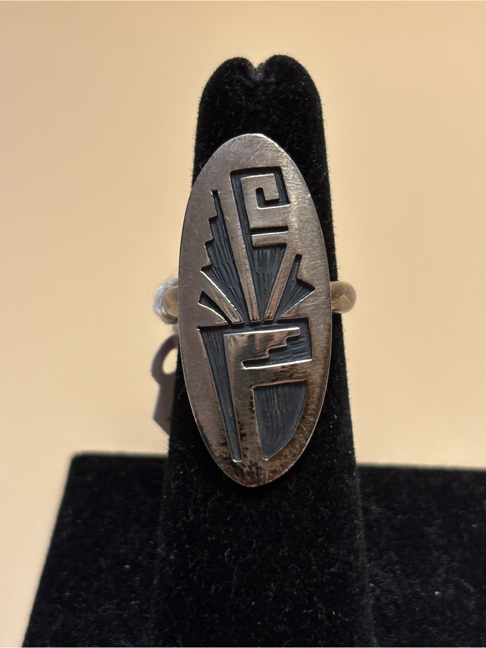 Vintage Clifton Mowa Hopi Overlay Sterling Silver Ring Sz 6/6 Grams